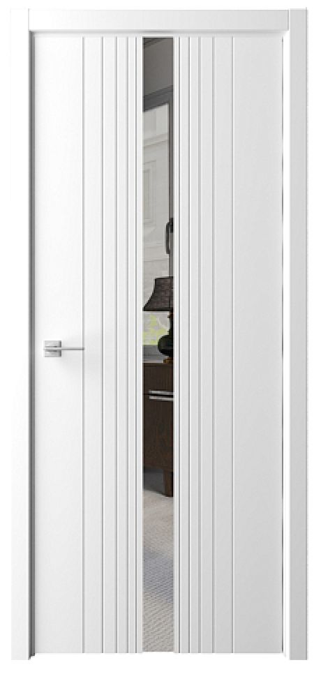 Межкомнатная дверь с зеркалом ПО Геометрия-8 Белый Эмаль Зеркало грей (ALBERO)