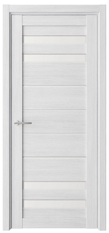 Межкомнатная дверь со стеклом Пекин Кедр снежный Эко-шпон Стекло белое (ALBERO)