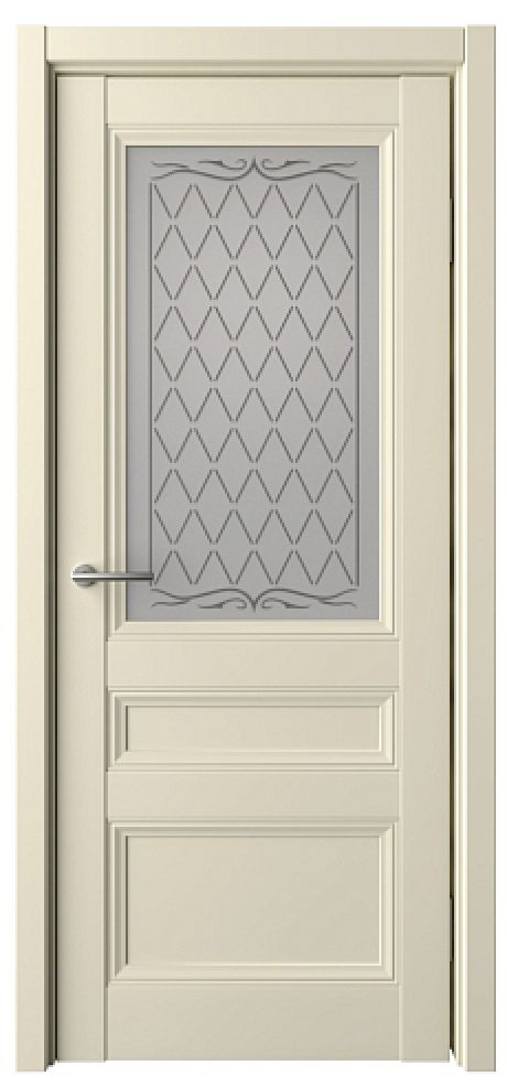 Межкомнатная дверь со стеклом Византия Сэнд Vinyl Стекло мателюкс "Титул серый" (ALBERO)