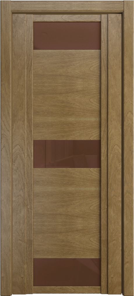 Межкомнатная дверь со стеклом QDO R Дуб янтарь Шпон (Мильяна)