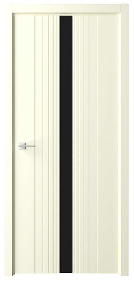 Межкомнатная дверь со стеклом ПО Геометрия-8 Латте Эмаль Стекло черное (ALBERO)