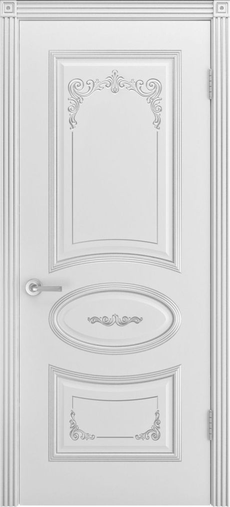 Глухая межкомнатная дверь Ария Грейс В3 Белый с патиной Серебро Эмаль (Шейл Дорс)