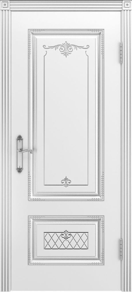 Глухая межкомнатная дверь Аккорд В3 Белый с патиной Серебро Эмаль (Бипи Дорс)