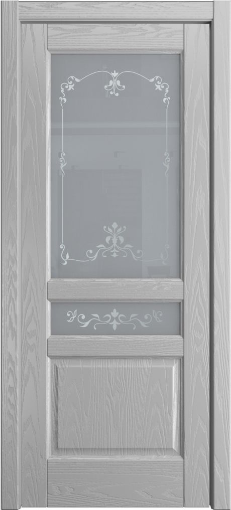 Межкомнатная дверь со стеклом Ребекка Светло серая Шпон (Мильяна)