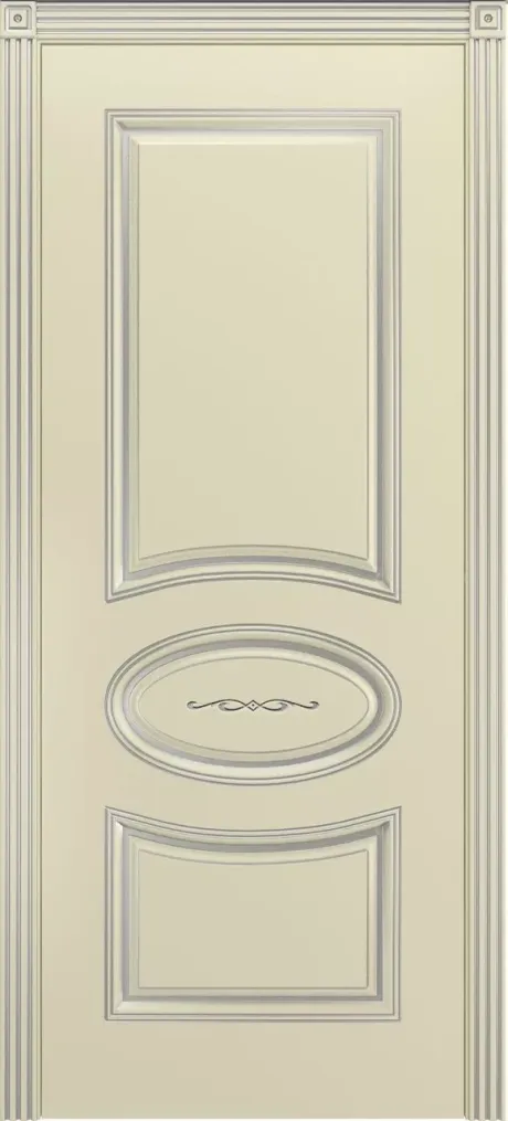 Глухая межкомнатная дверь Ария В1 Слоновая кость с патиной Серебро Эмаль (Шейл Дорс)