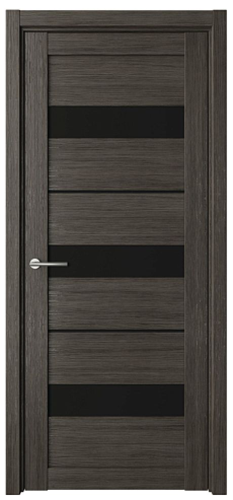 Межкомнатная дверь со стеклом Прага Серый кедр Эко-шпон Стекло черное (ALBERO)