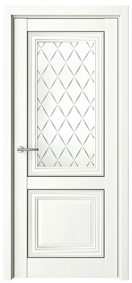 Межкомнатная дверь со стеклом Спарта-2 молдинг Белый Vinyl Стекло мателюкс "Лорд черный" (ALBERO)
