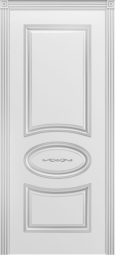 Глухая межкомнатная дверь Ария В1 Белый с патиной Серебро Эмаль (Шейл Дорс)