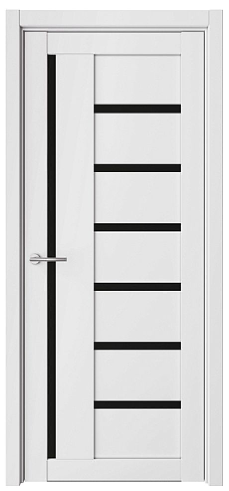 Межкомнатная дверь со стеклом Мадрид Белый Vinyl Стекло черное (ALBERO)