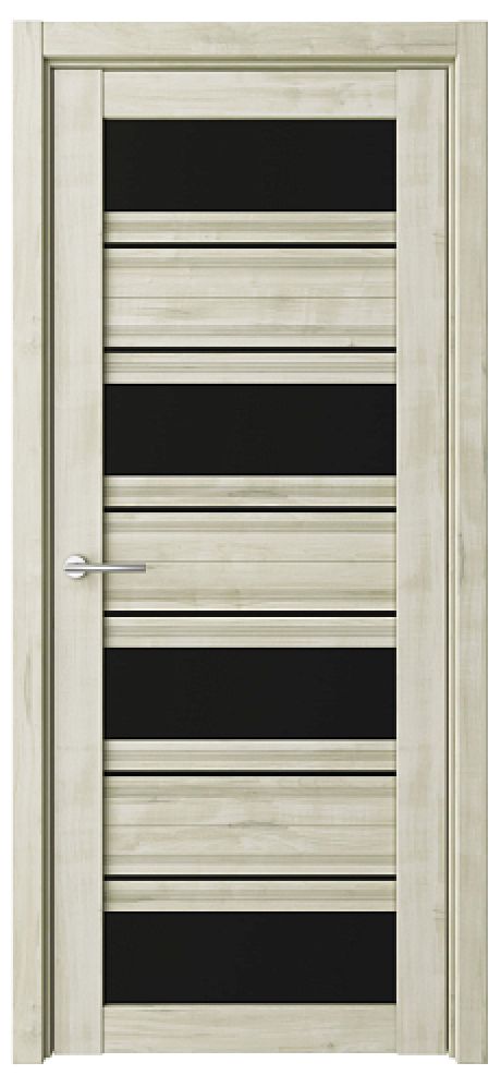 Межкомнатная дверь со стеклом Монтана Кремовый Soft Touch Стекло черное (ALBERO)