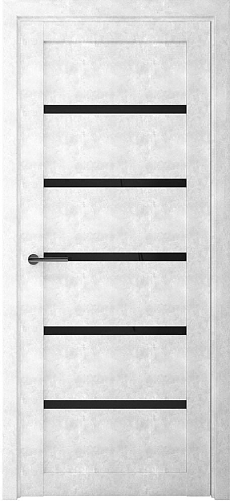 Межкомнатная дверь со стеклом Вена Светлый Бетон Стекло черное (ALBERO)