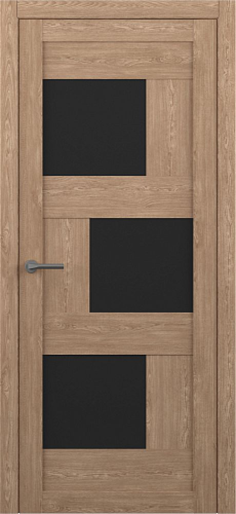 Межкомнатная дверь со стеклом Стокгольм Натуральный дуб Эко-шпон Стекло черное (ALBERO)