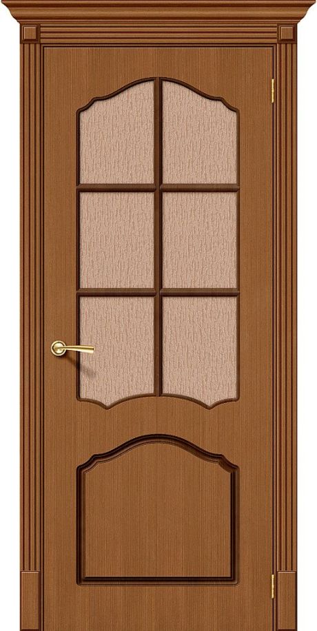 Межкомнатная дверь остекленная Каролина Ф-11 (Орех) (BRAVO)